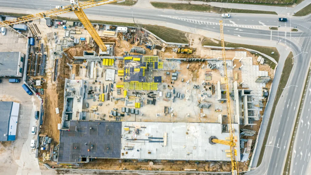 About Us construction site drone view