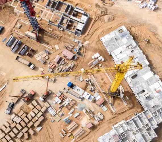 About Us Construction site drone view