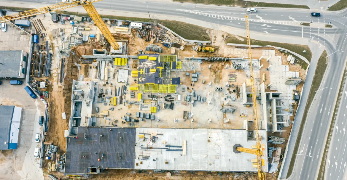 About Us construction site drone view